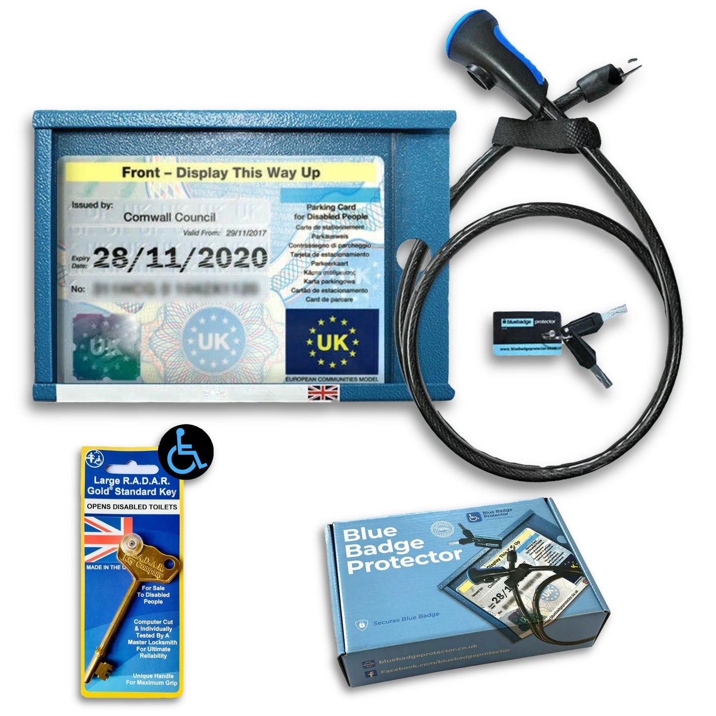 Single Blue Badge Protector & Radar Key Bundle