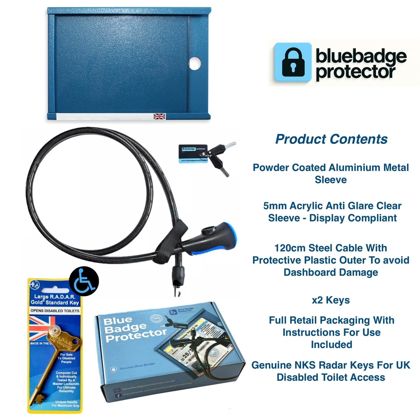 Single Blue Badge Protector & Radar Key Bundle