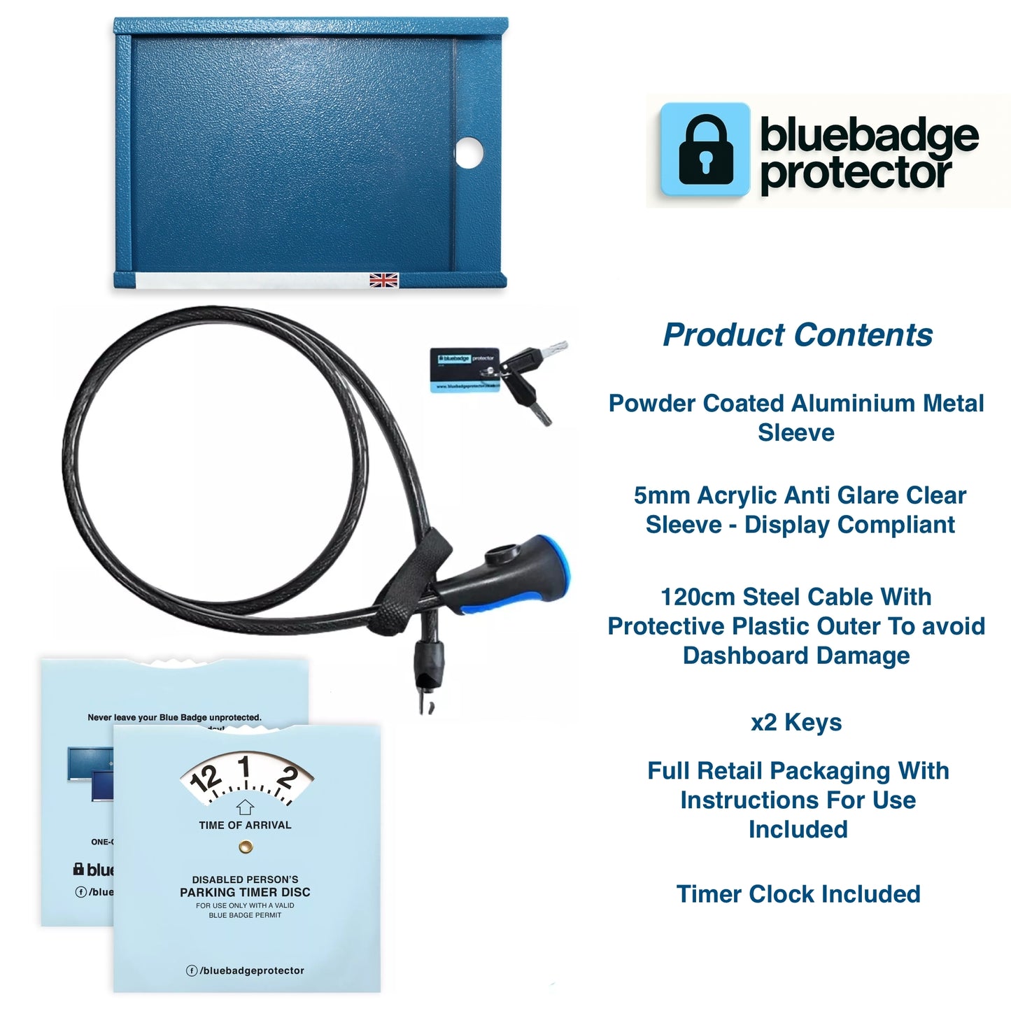 Single Blue Badge Protector/Clock Bundle