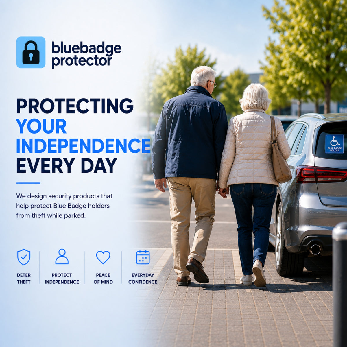 Single Blue Badge Protector Anti Theft Security Timer Clock Bundle Set
