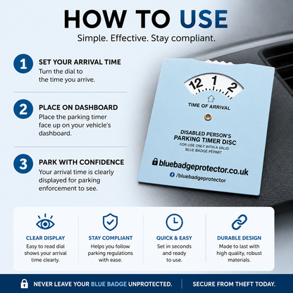 Blue Badge Protector Disabled Parking Timer Clock