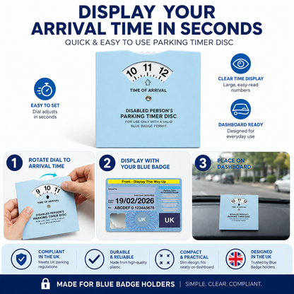 Blue Badge Protector Disabled Parking Timer Clock