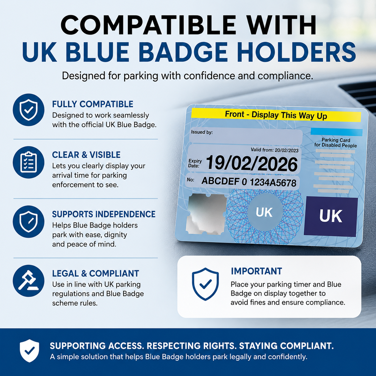Blue Badge Protector Disabled Parking Timer Clock