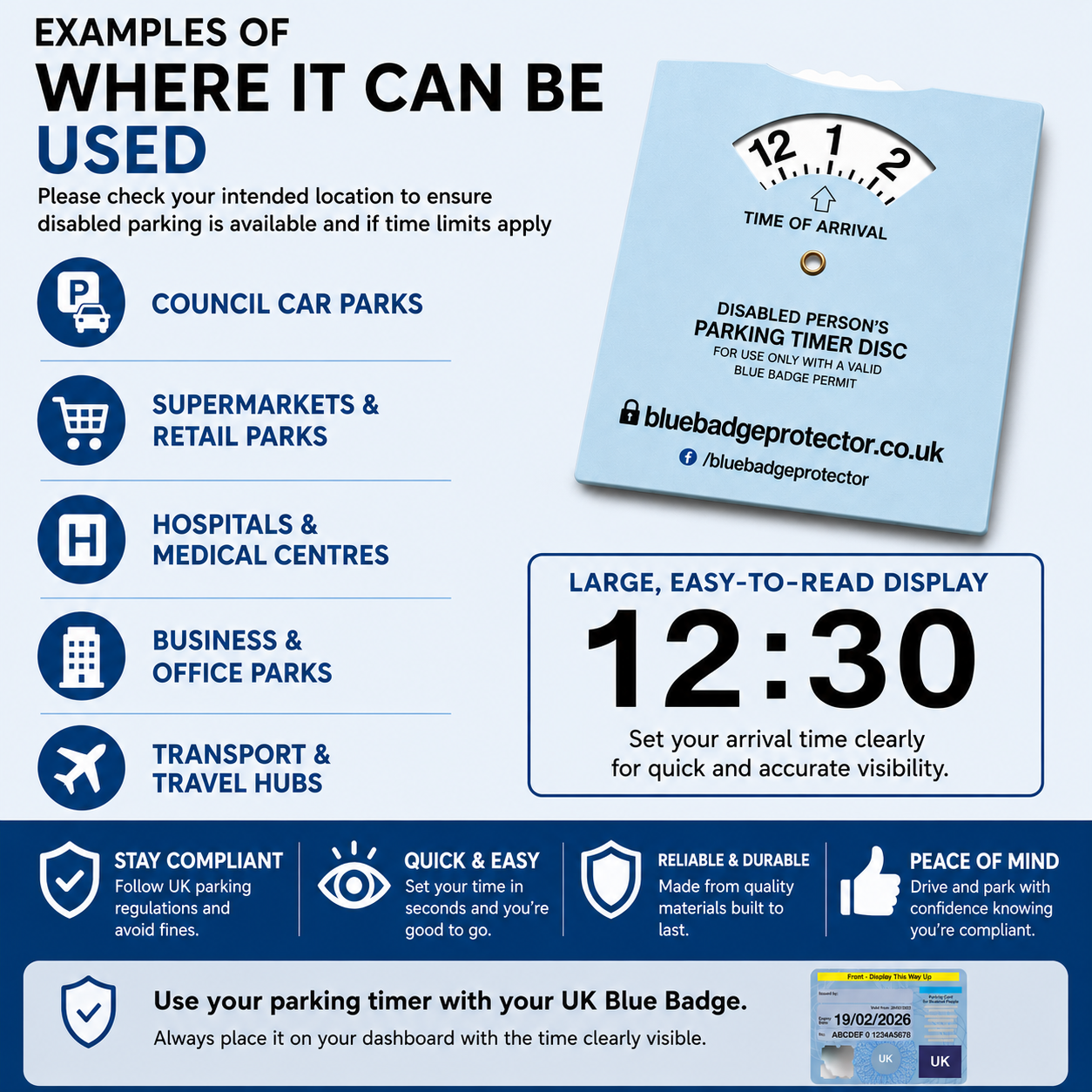 Blue Badge Protector Disabled Parking Timer Clock