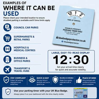 Blue Badge Protector Disabled Parking Timer Clock