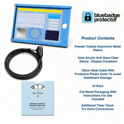 Single Blue Badge Protector Anti Theft Security Timer Clock Bundle Set