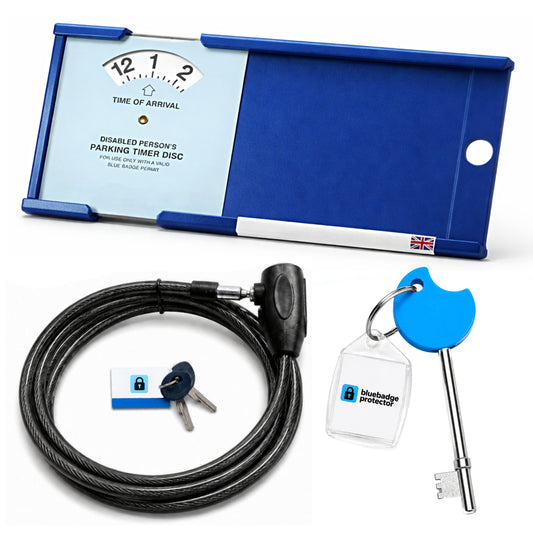 Double Blue Badge Protector Anti Theft Security Timer Clock/NKS Radar Key Bundle Set