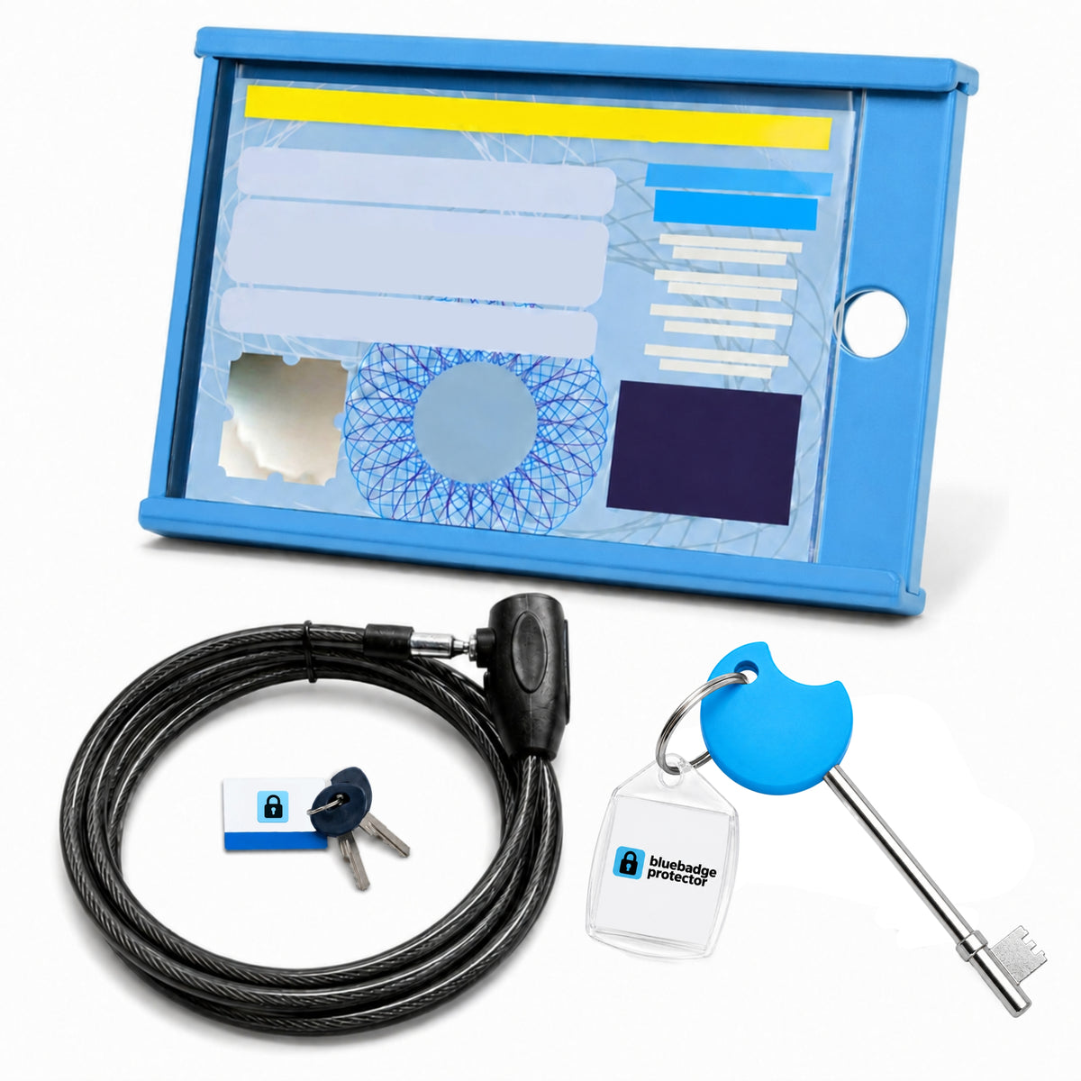 Single Blue Badge Protector Anti Theft Security Device & NKS Radar Key Bundle Set