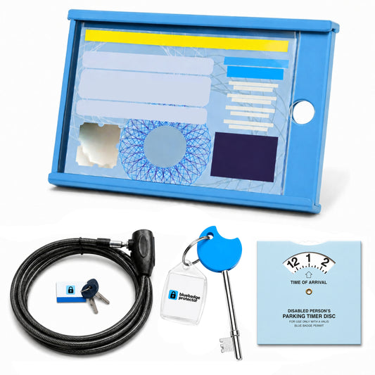 Single Blue Badge Protector Anti Theft Security Timer Clock/NKS Radar Key Bundle Set