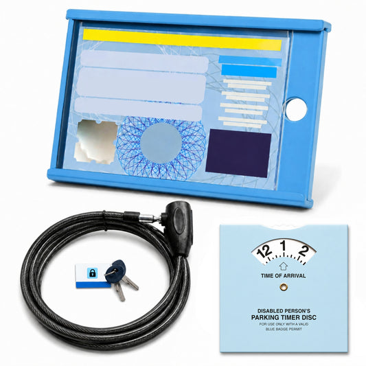 Single Blue Badge Protector Anti Theft Security Timer Clock Bundle Set